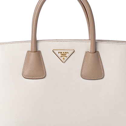 Prada Saffiano Lux Bi-Color Tote Talco Visone 8 of 17