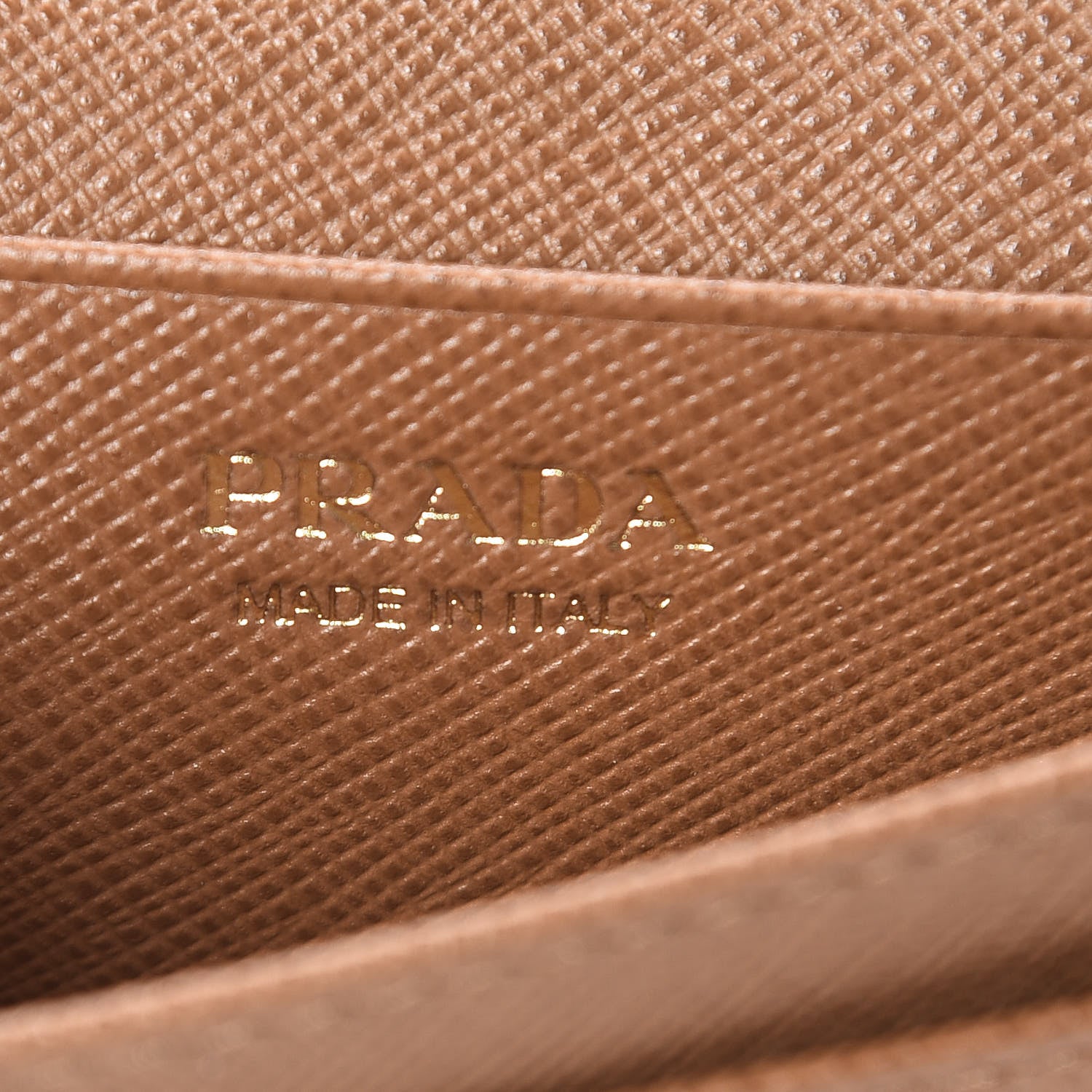 Prada Saffiano Metal Bi-Fold Card Holder Wallet Caramel 7 of 8