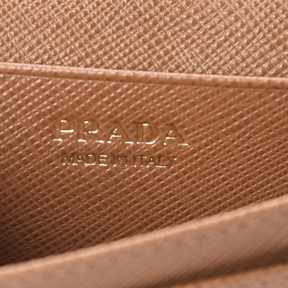 Prada Saffiano Metal Bi-Fold Card Holder Wallet Caramel 7 of 8
