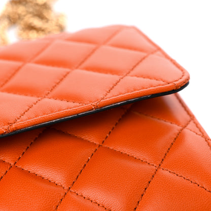 Versace Lambskin Quilted Medusa Wallet On Chain Crossbody Dark Orange 9 of 9