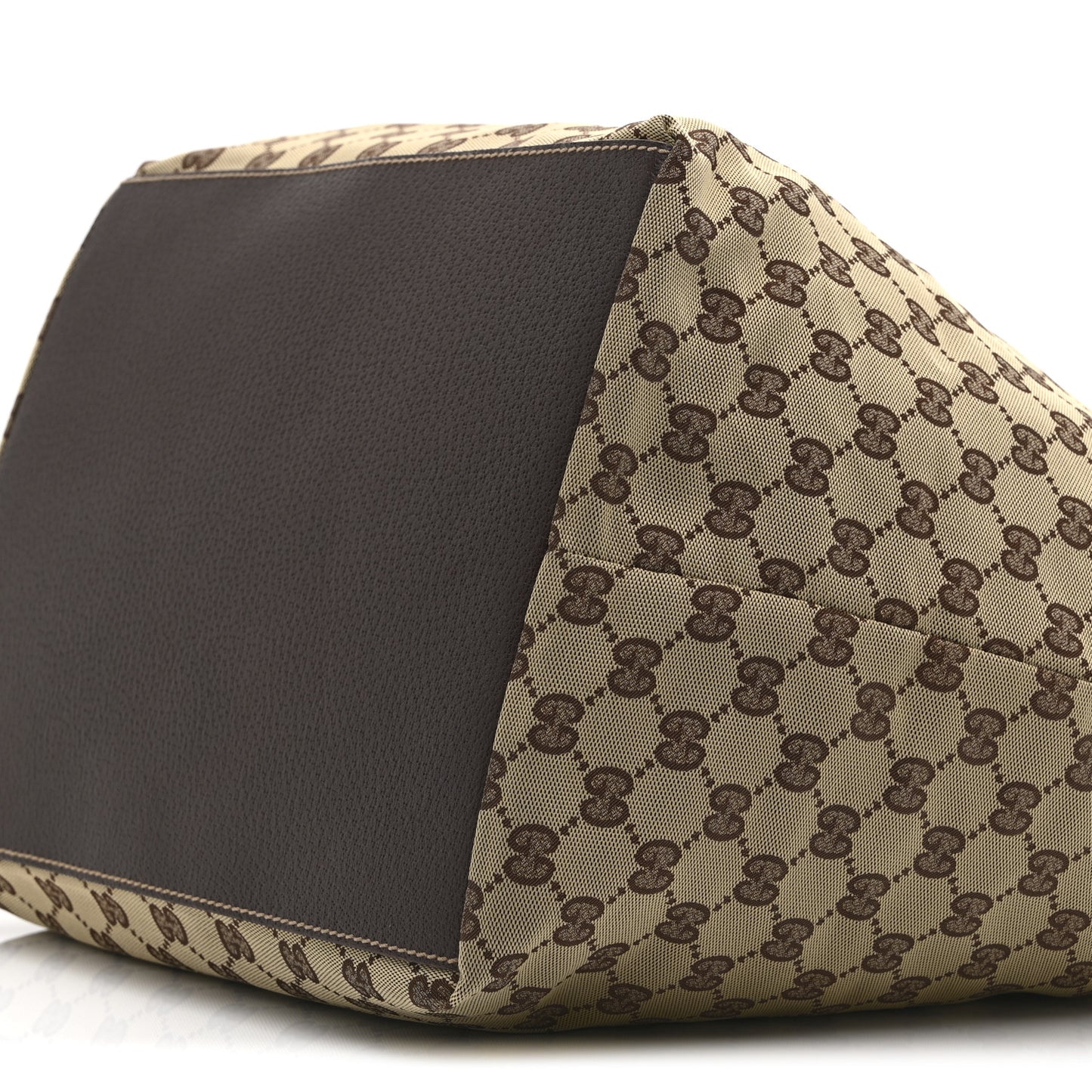 GG Monogram Large Web Handle Bucket Tote Dark Brown