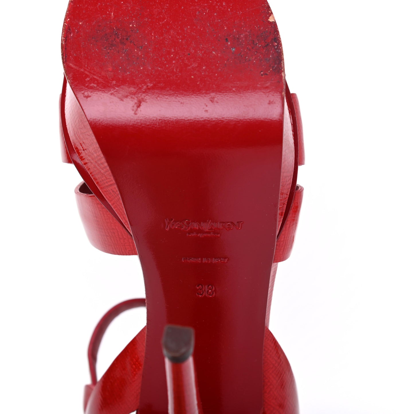 Patent Textured Tribute 105 Platform Sandals 38 Red