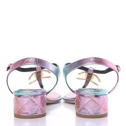 Chanel Goatskin Fantasy CC Pearl Thong Sandals 38 Multicolor 8 of 13
