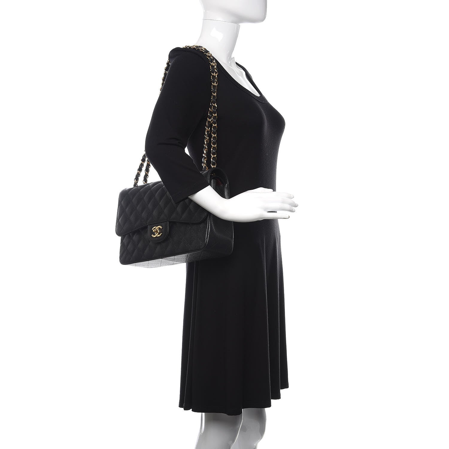 Chanel Caviar Quilted Jumbo Double Flap Black 2 of 11