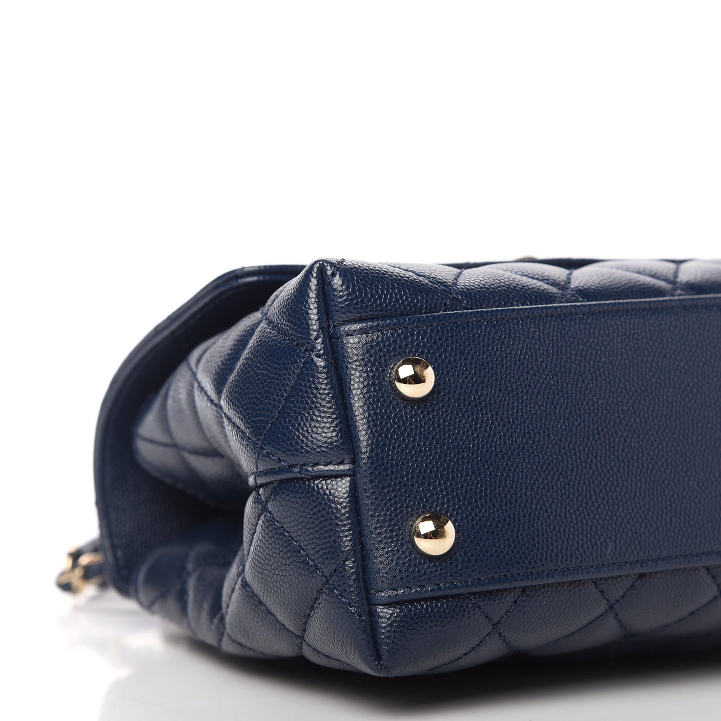 Caviar Quilted Lizard Embossed Mini Coco Handle Flap Navy