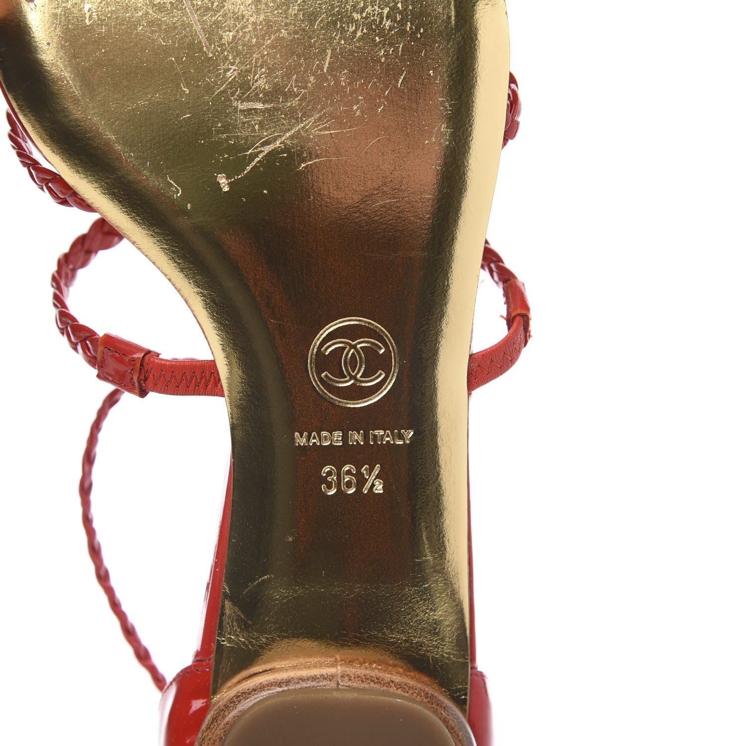Chanel Patent Rope CC Sandal 36.5 Red 8 of 9