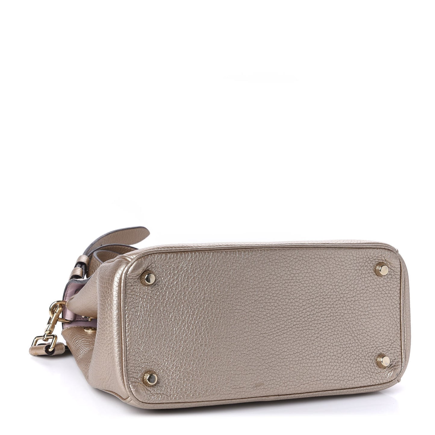 Metallic Bullcalf Small Be Dior Flap Pale Gold