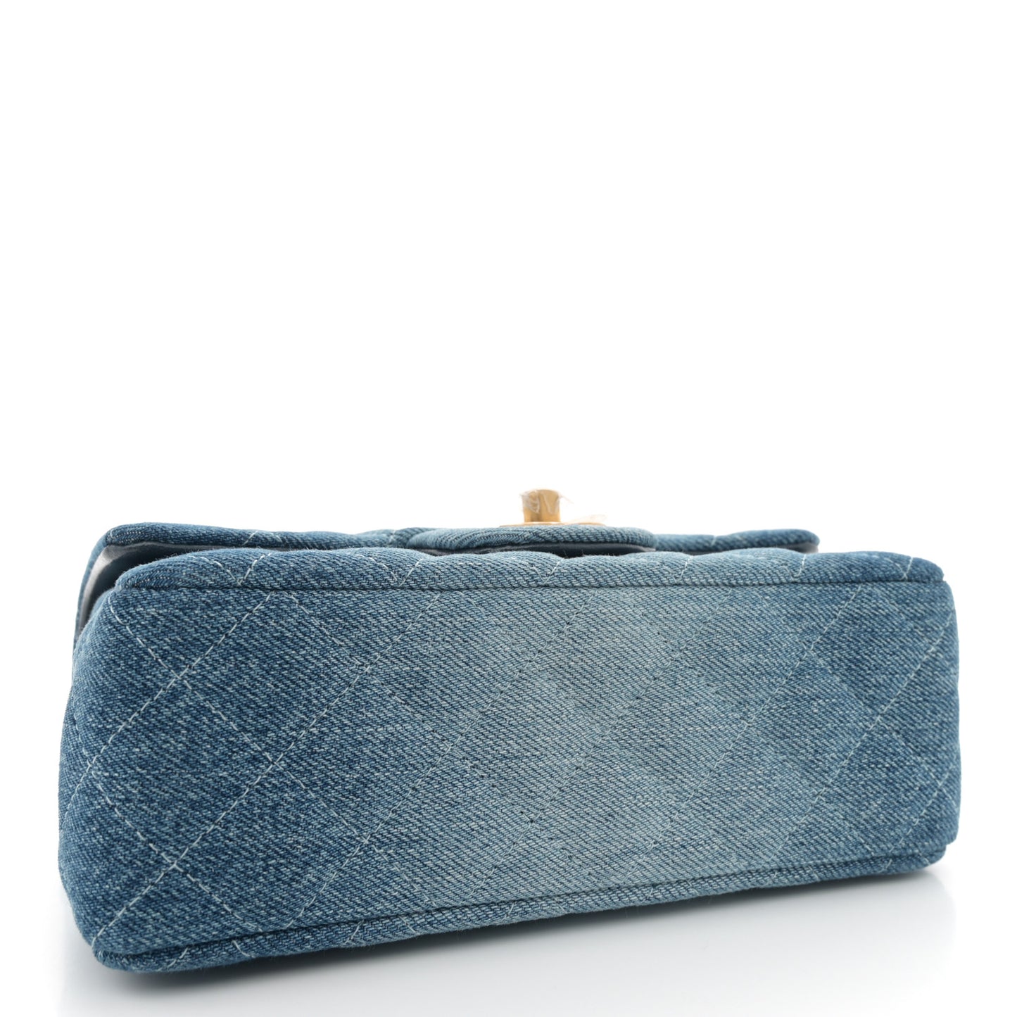 Washed Denim Quilted Mini Rectangular Flap Blue