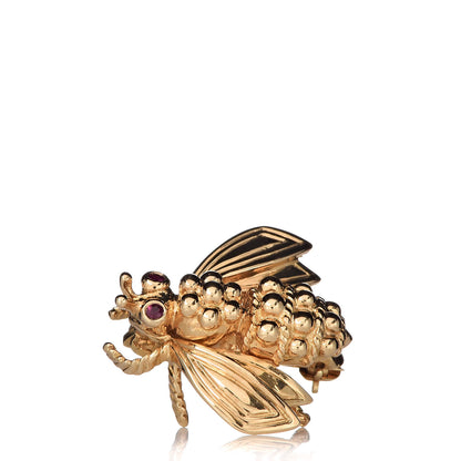 Tiffany 18K Yellow Gold Ruby Bee Pin Brooch 1 of 4