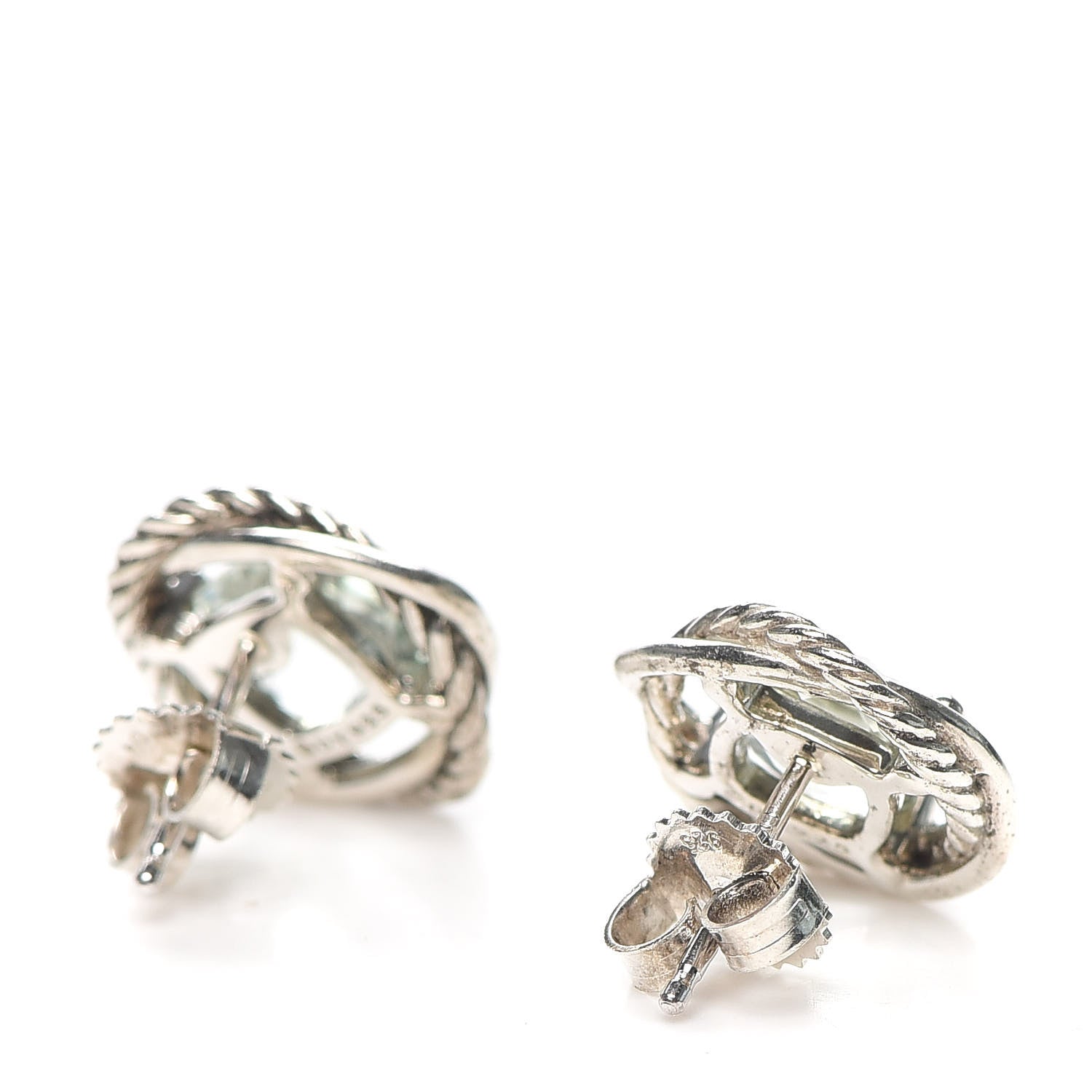 David Yurman Sterling Silver Prasiolite 7mm Infinity Earrings 4 of 4