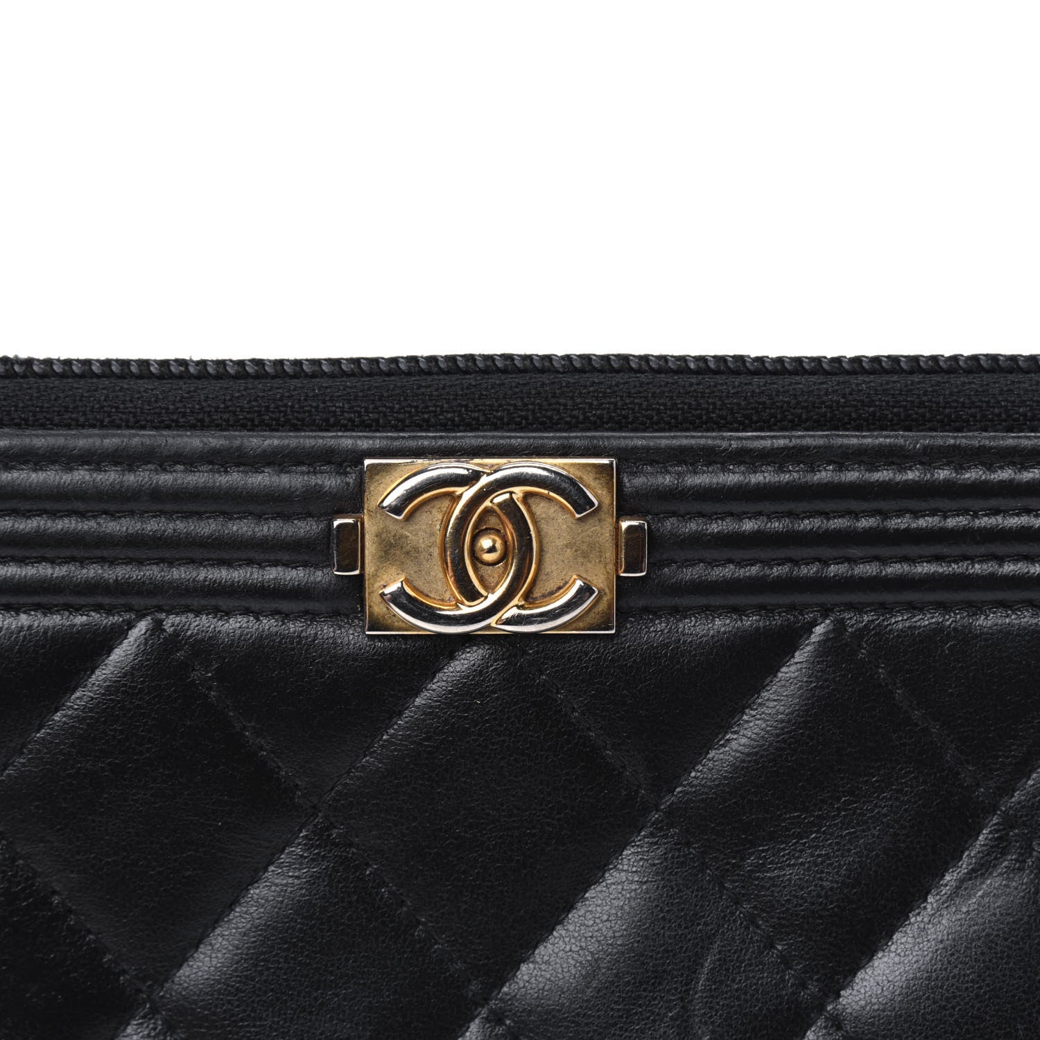 Chanel Lambskin Quilted Boy Zip Around Wallet Black 7 of 7
