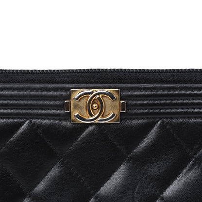 Chanel Lambskin Quilted Boy Zip Around Wallet Black 7 of 7