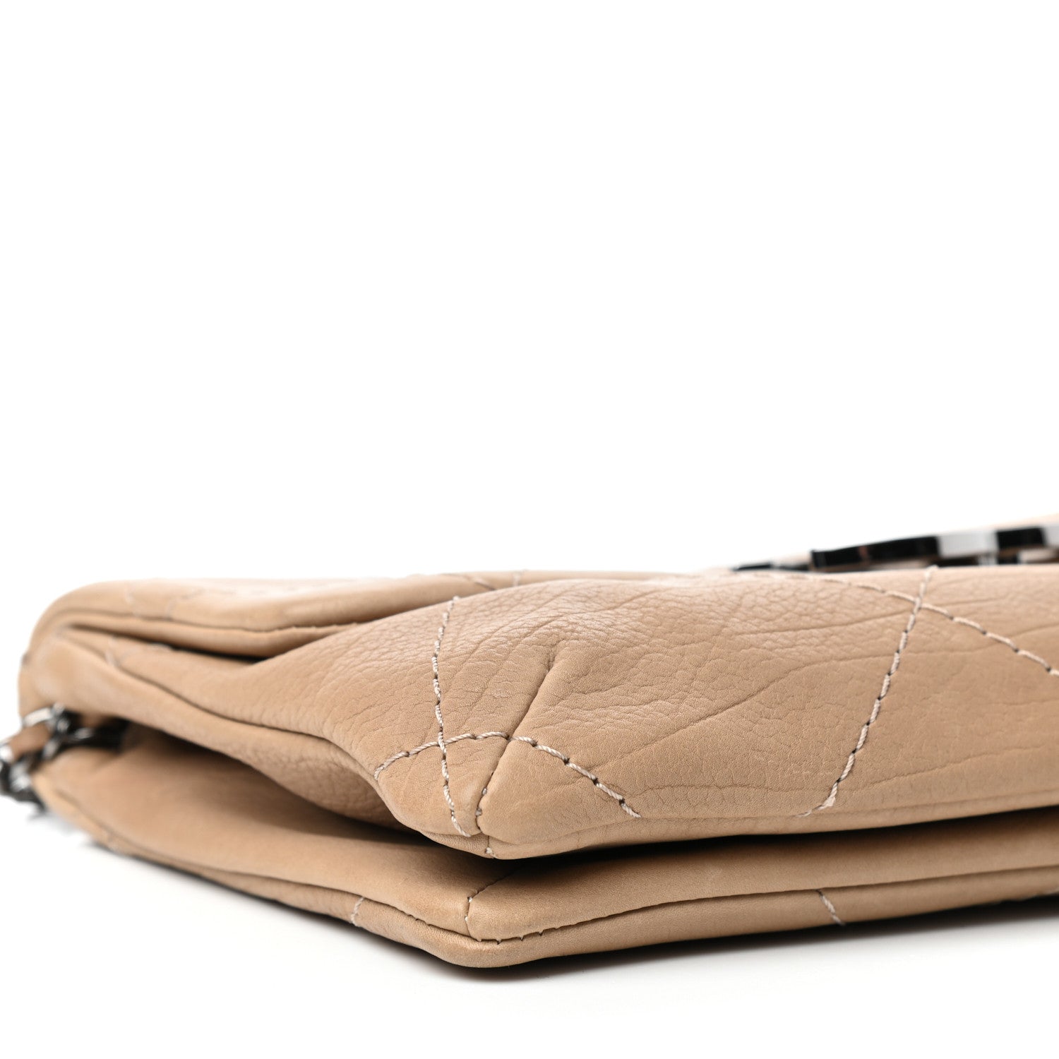 Chanel Washed Calfskin Diamond Stitch Hamptons Clutch With Chain Dark Beige 8 of 10