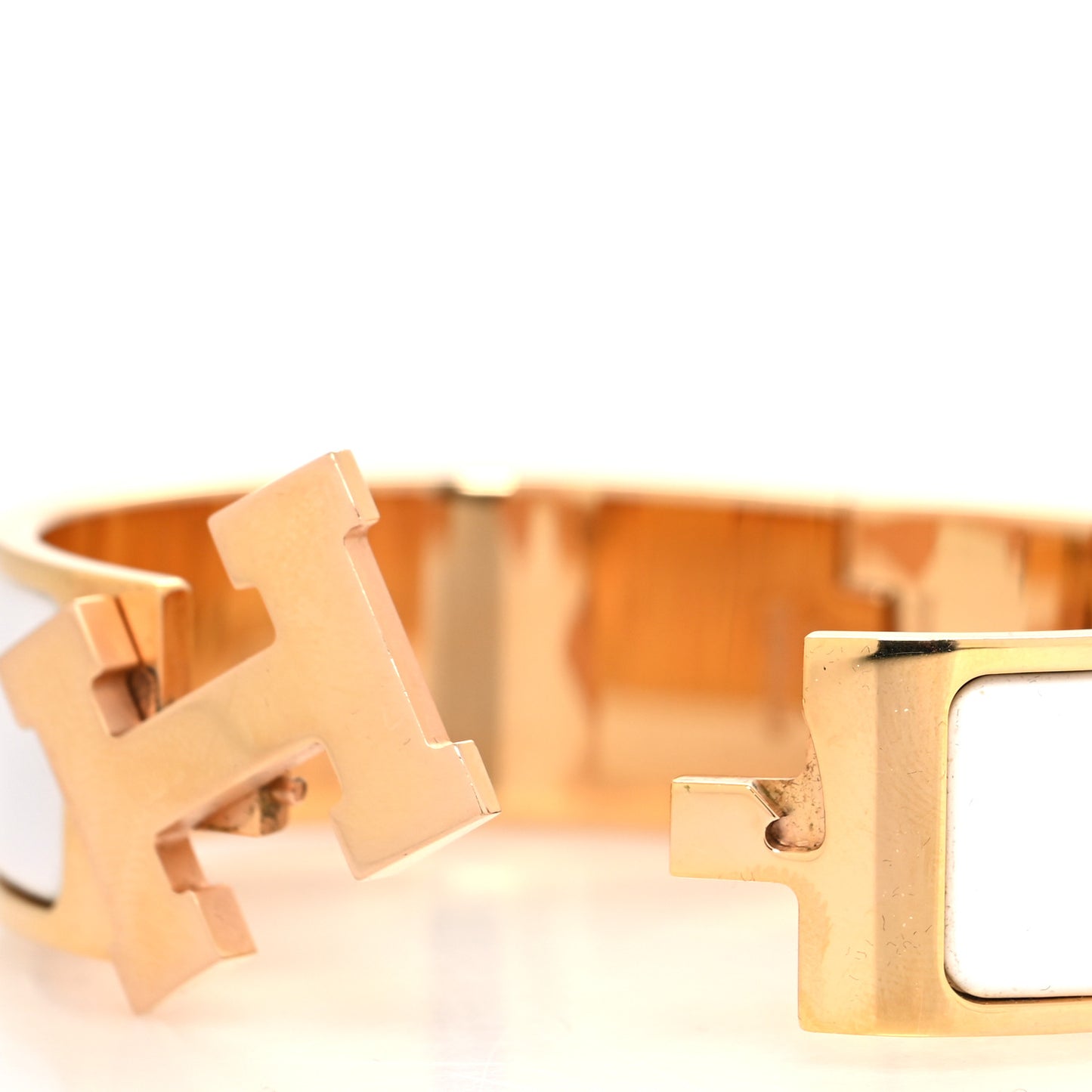 Enamel Wide Clic Clac H Bracelet GM White
