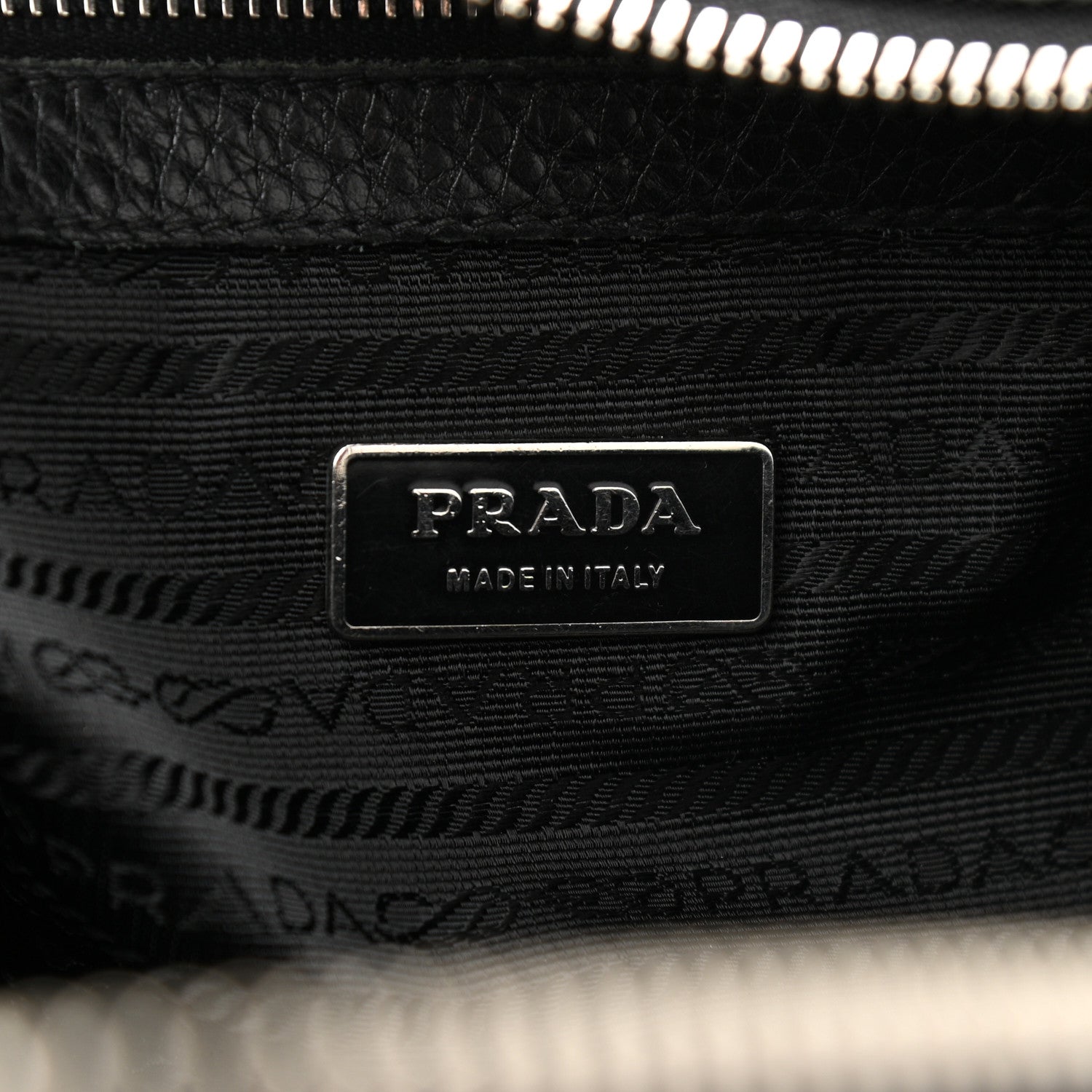 Prada Vitello Daino Print Logo Bowler Black 5 of 15