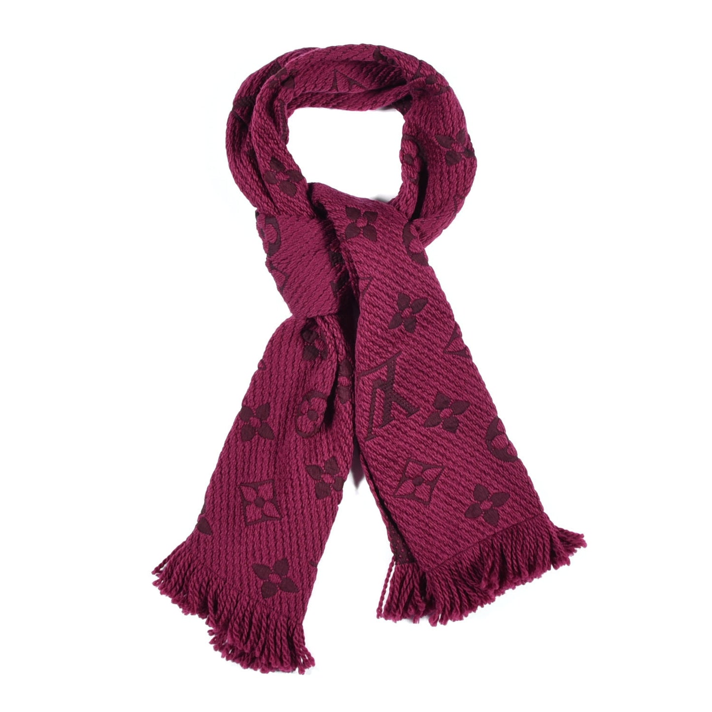 Wool Silk Logomania Scarf Cherry