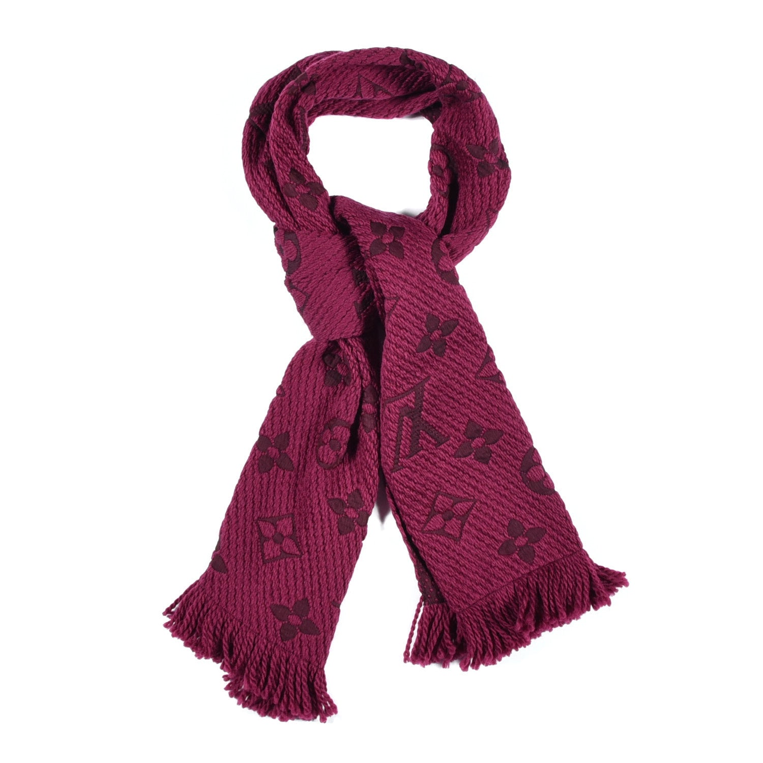 Louis Vuitton Wool Silk Logomania Scarf Cherry 1 of 4
