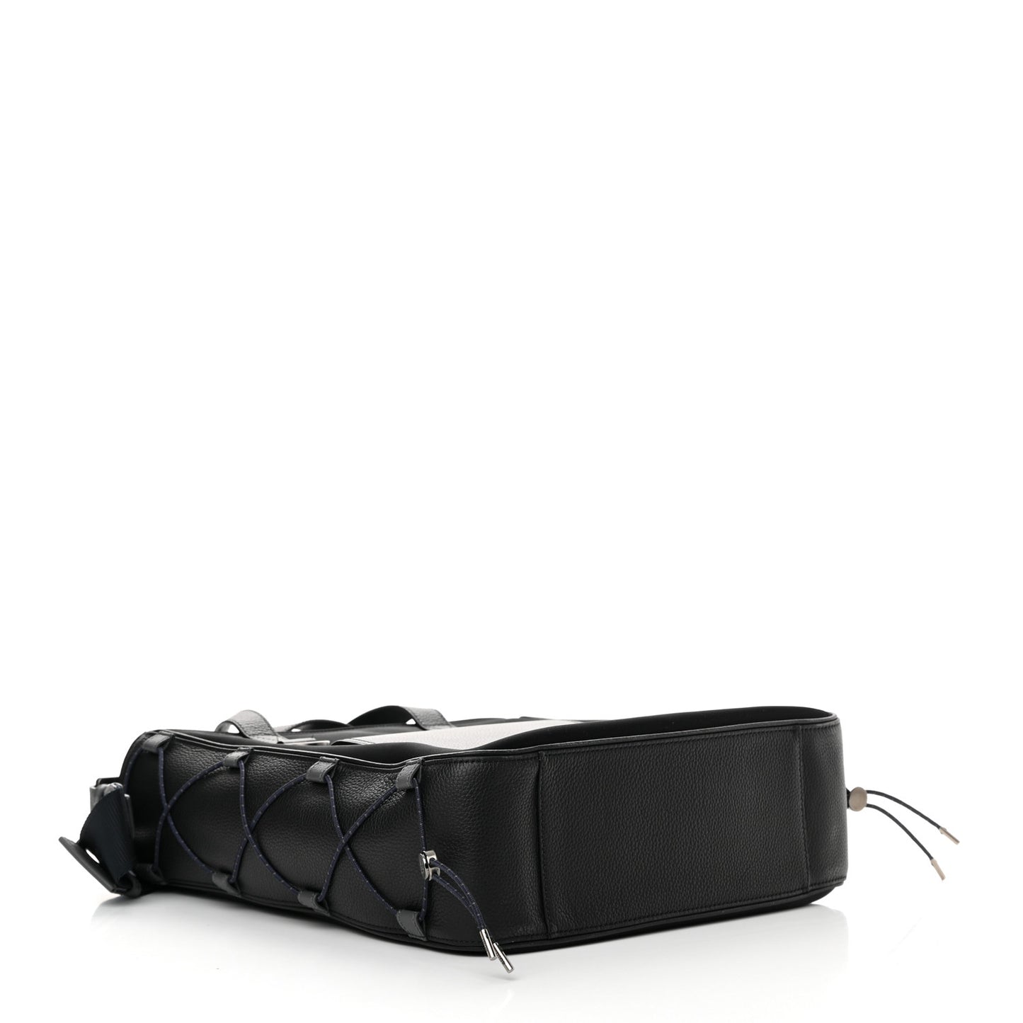Nylon Grained Calfskin Saddle Tote Black