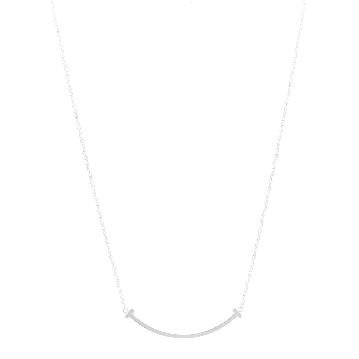 Tiffany Sterling Silver Small T Smile Pendant Necklace 1 of 7