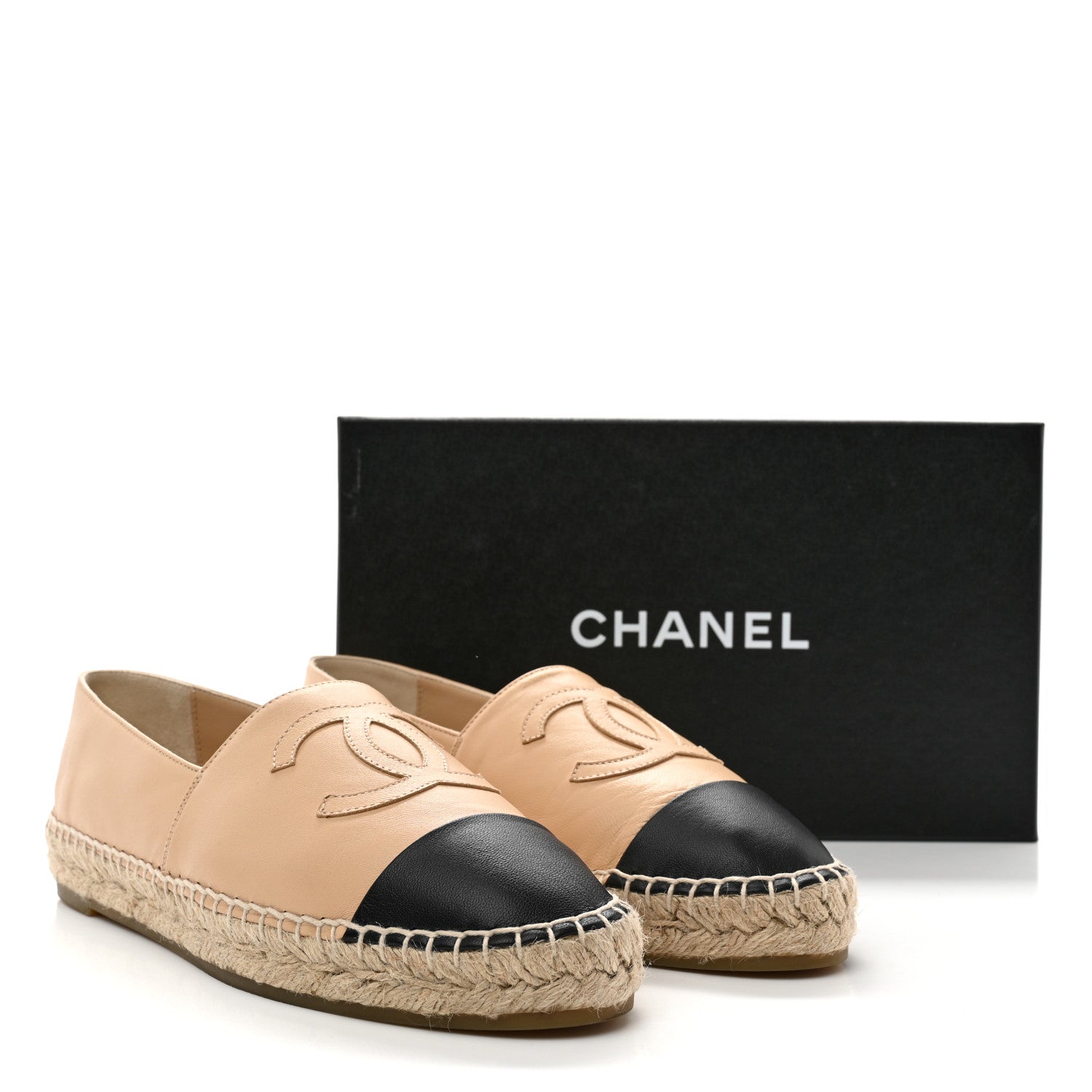 Chanel Lambskin CC Espadrilles 39 Beige Black 11 of 11
