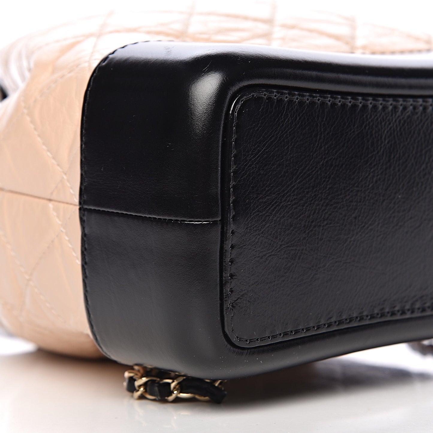 Aged Calfskin Quilted Small Gabrielle Backpack Beige Black