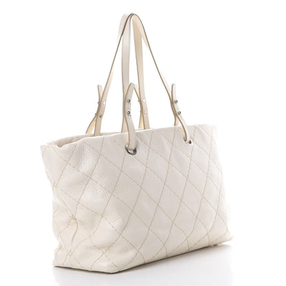 Chanel Glazed Calfskin Large On The Road Tote Ivory 2 of 14