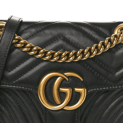 Gucci Calfskin Matelasse Mini GG Marmont Shoulder Bag Black 8 of 10