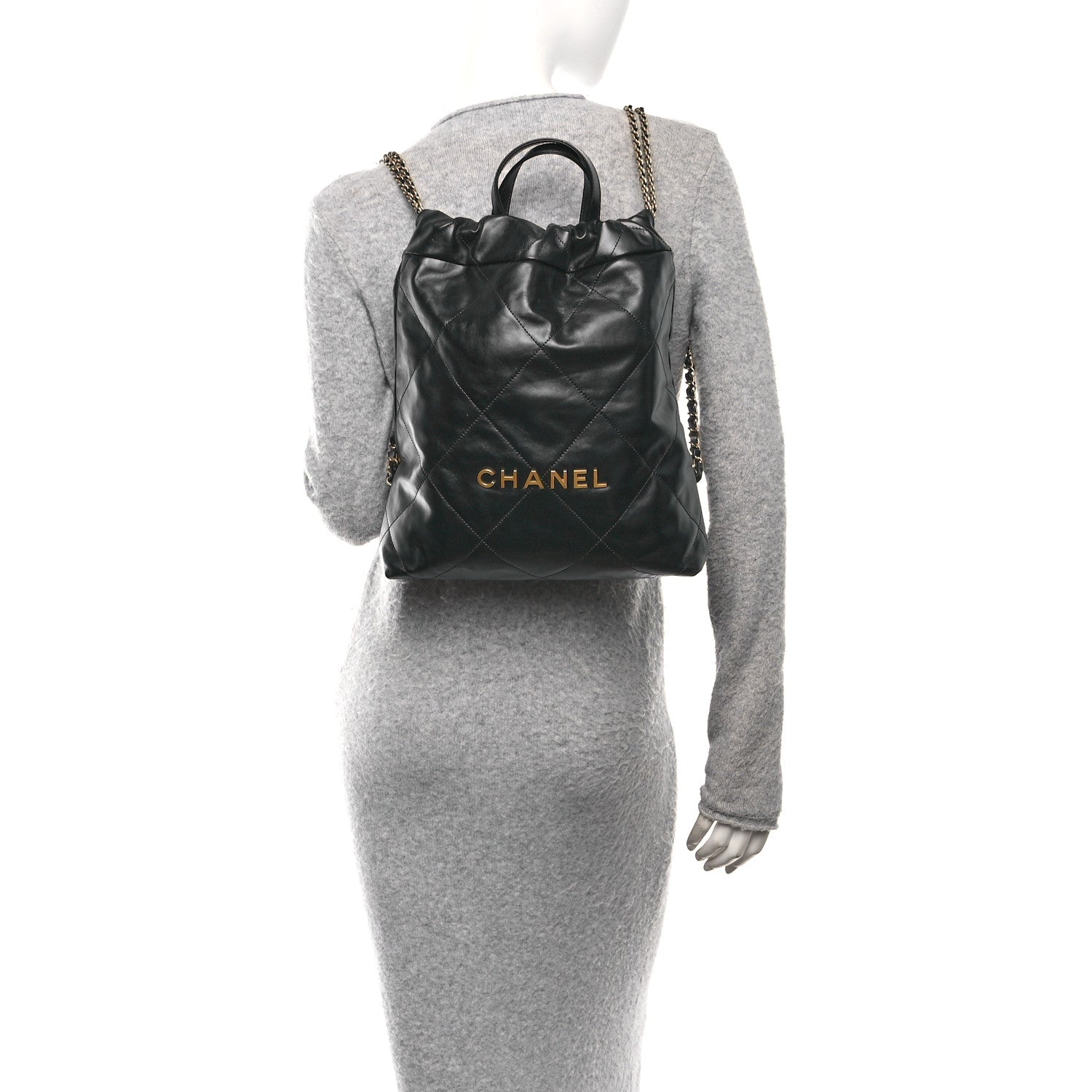 Chanel Shiny Calfskin Quilted Chanel 22 Backpack Black 2 of 11