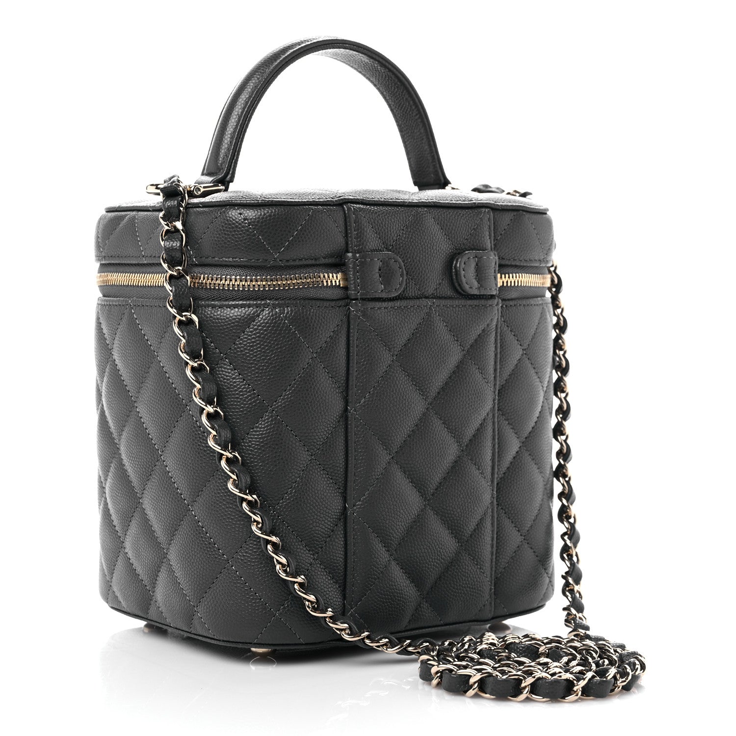 Chanel Caviar Quilted Small Top Handle Vanity Case With Chain Dark Grey 2 of 8