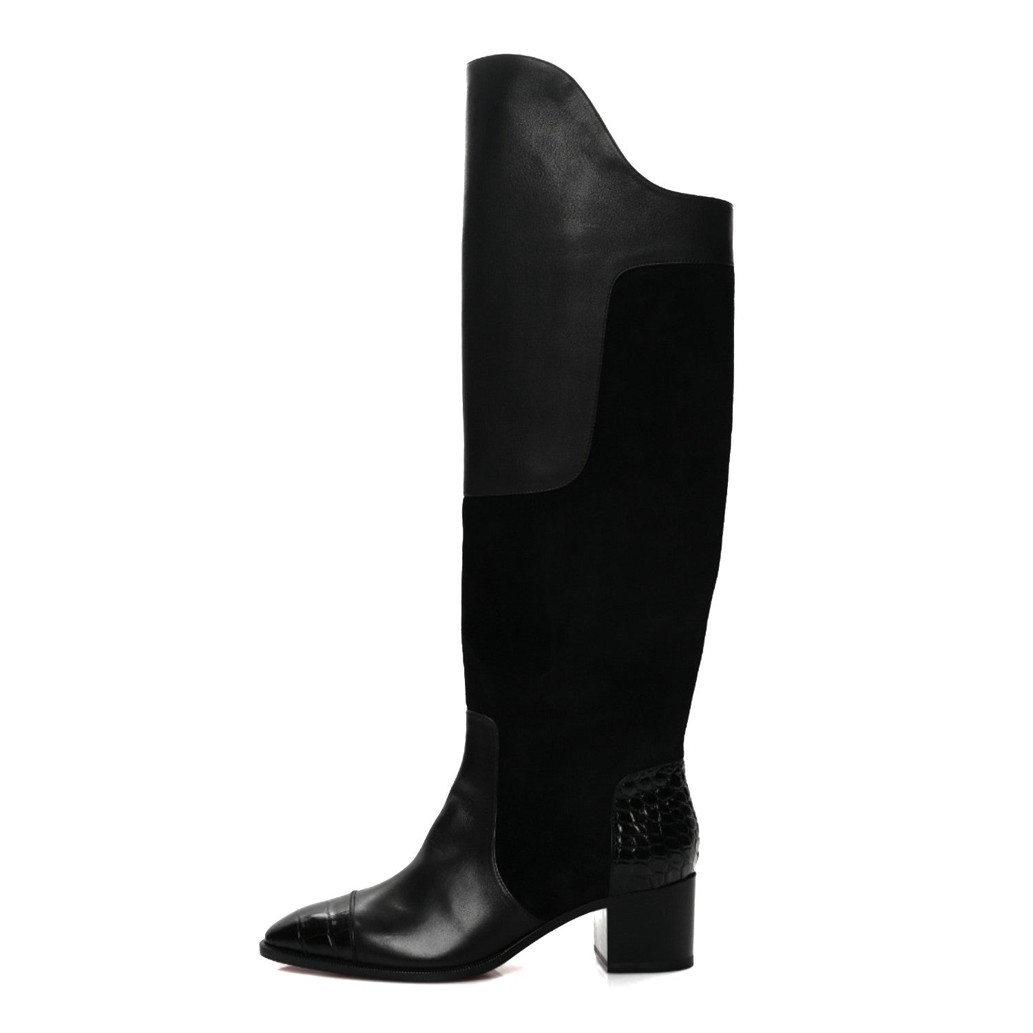 Christian Louboutin Calfskin Alligator Embossed Suede Mosaica 55 Boots 36.5 Black 1 of 6