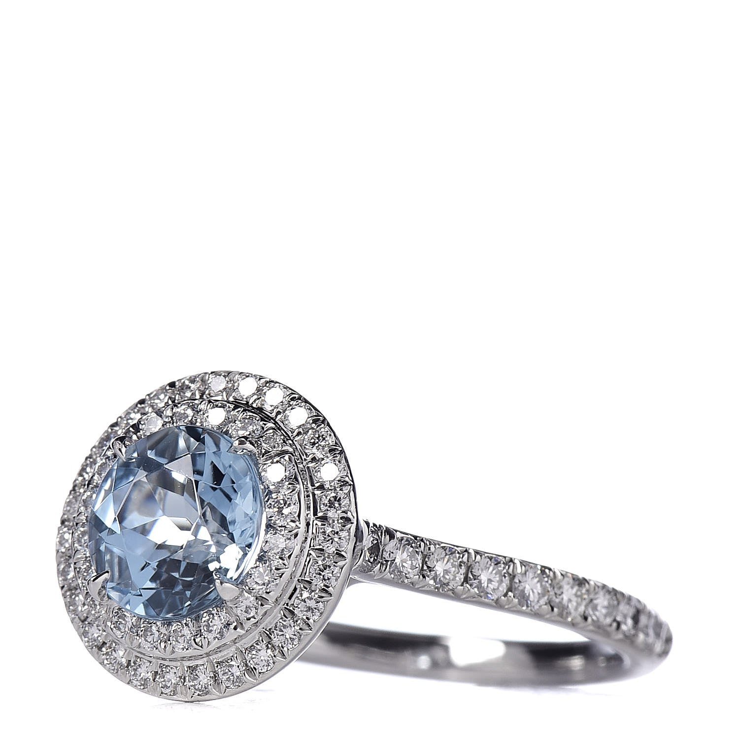 Tiffany Platinum Diamond Aquamarine Soleste Ring 49 5 3 of 6