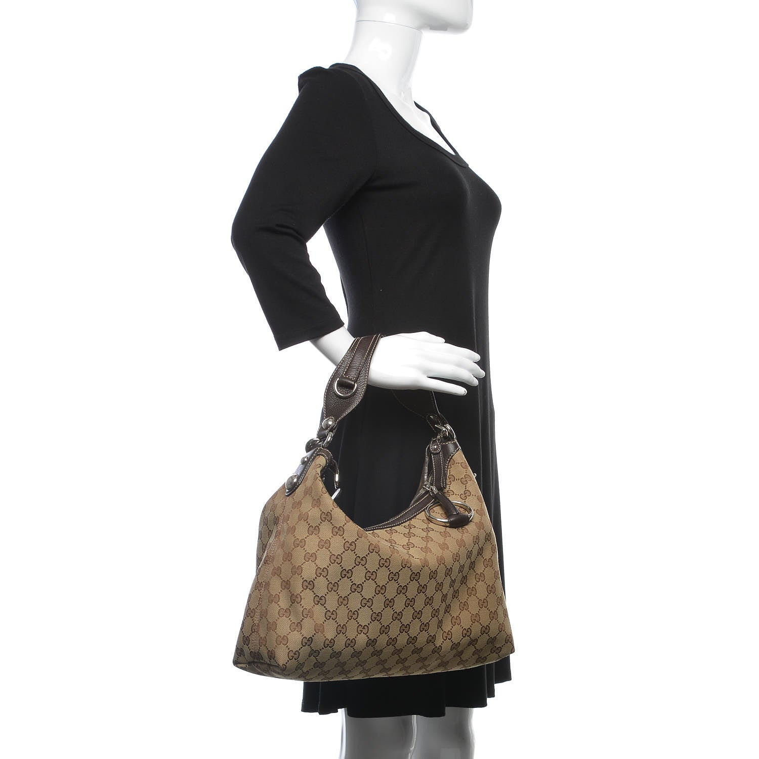 Gucci Monogram Medium Icon Bit Hobo Dark Brown 2 of 11