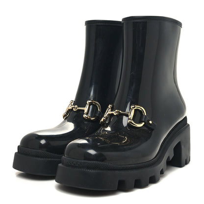 Gucci Rubber Womens Horsebit Ankle Boots 38 Black 3 of 8