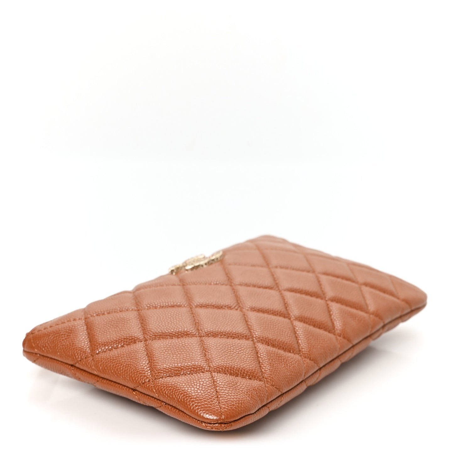 Caviar Crystal Quilted Coco Candy Cosmetic Case Brown
