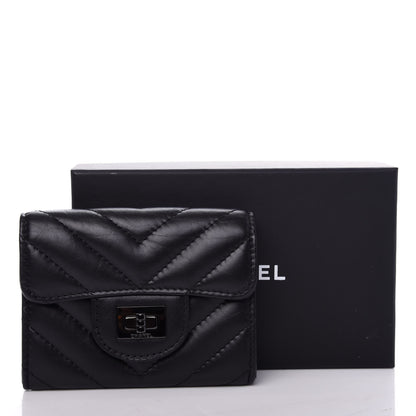 Chanel Aged Calfskin Chevron Quilted Reissue Card Holder Wallet So Black 9 of 9