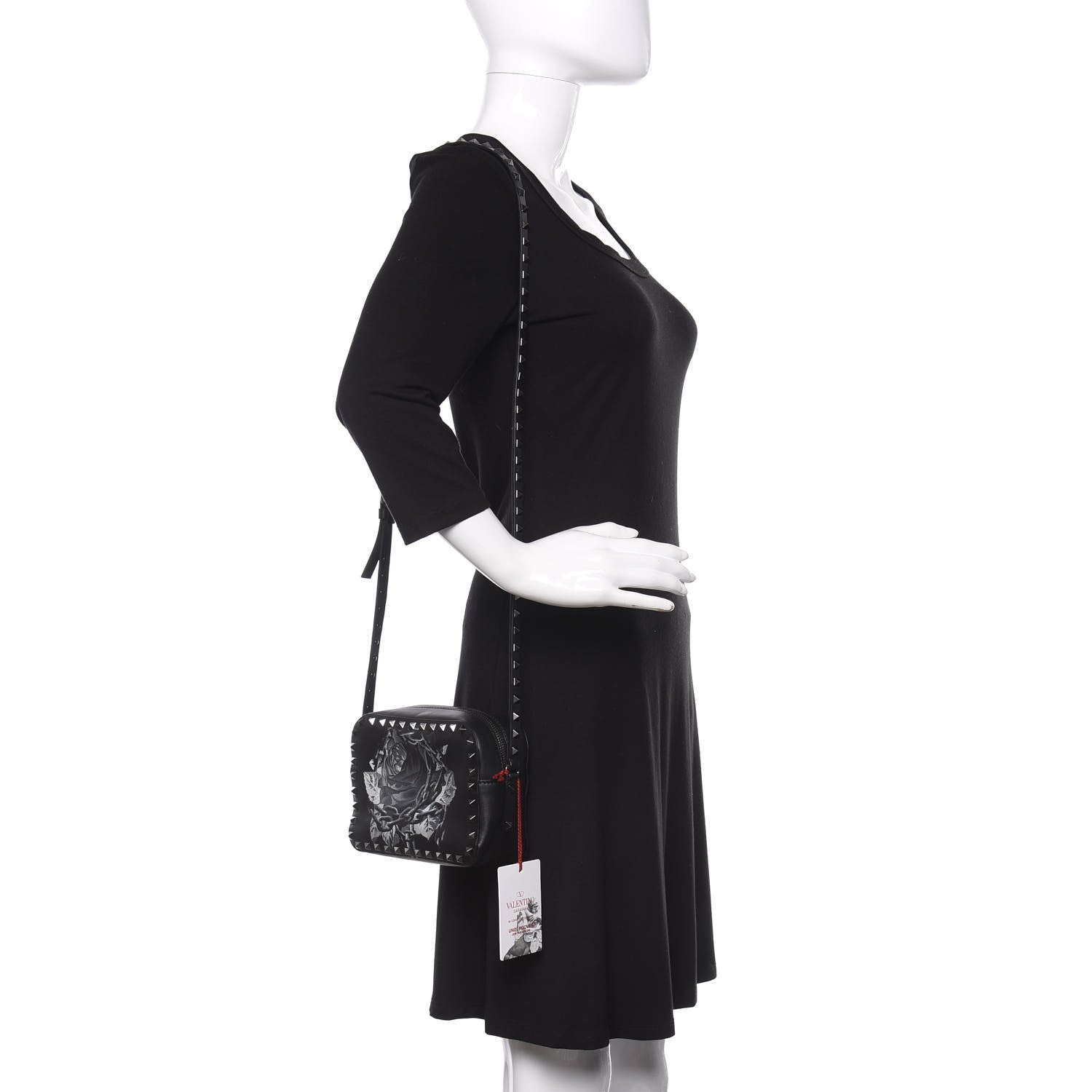 Valentino Garavani X UNDERCOVER Calfskin Rockstud Rose Print Camera Crossbody Bag Black 2 of 9