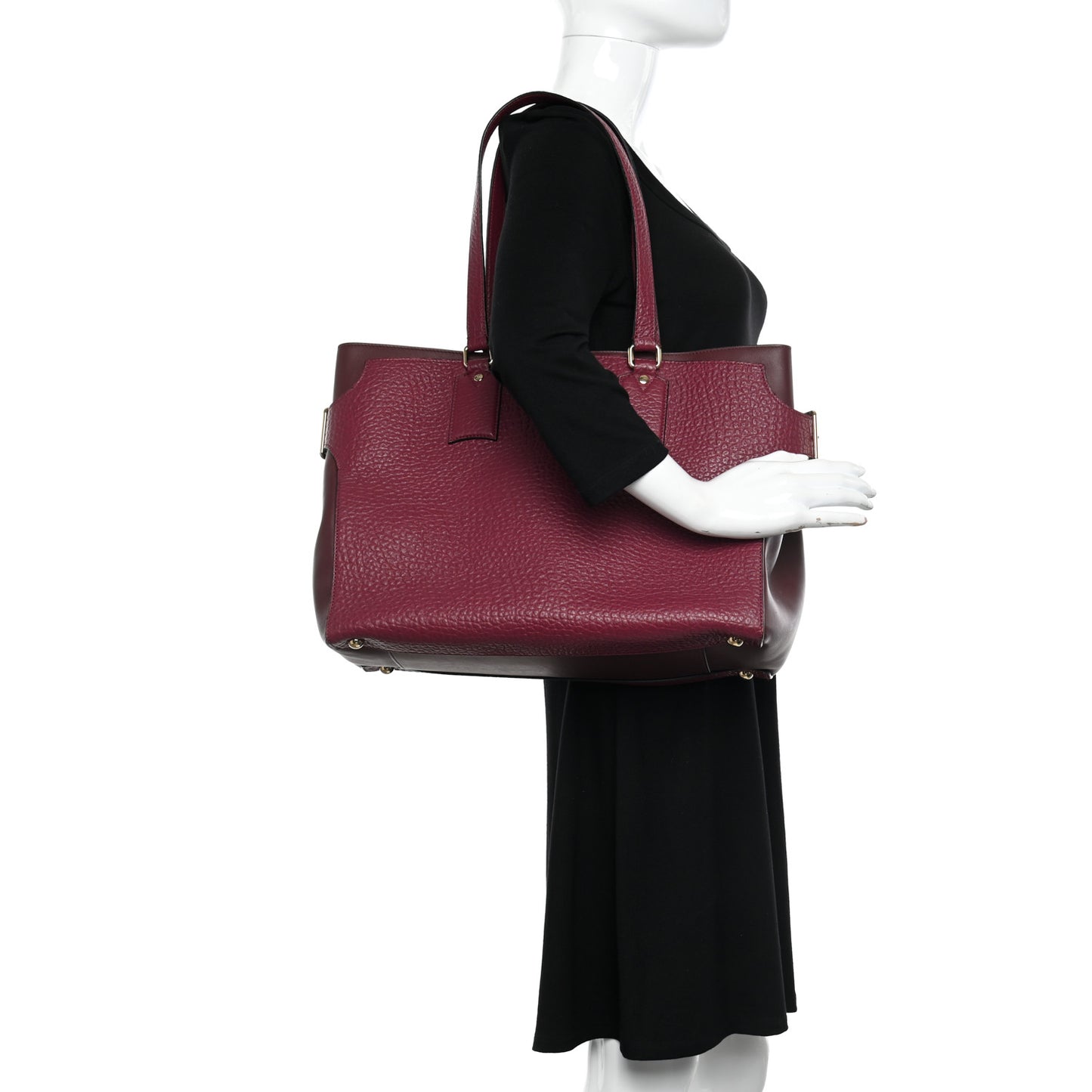 Heritage Grain Smooth Calfskin Large Clarborough Tote Damson Magenta