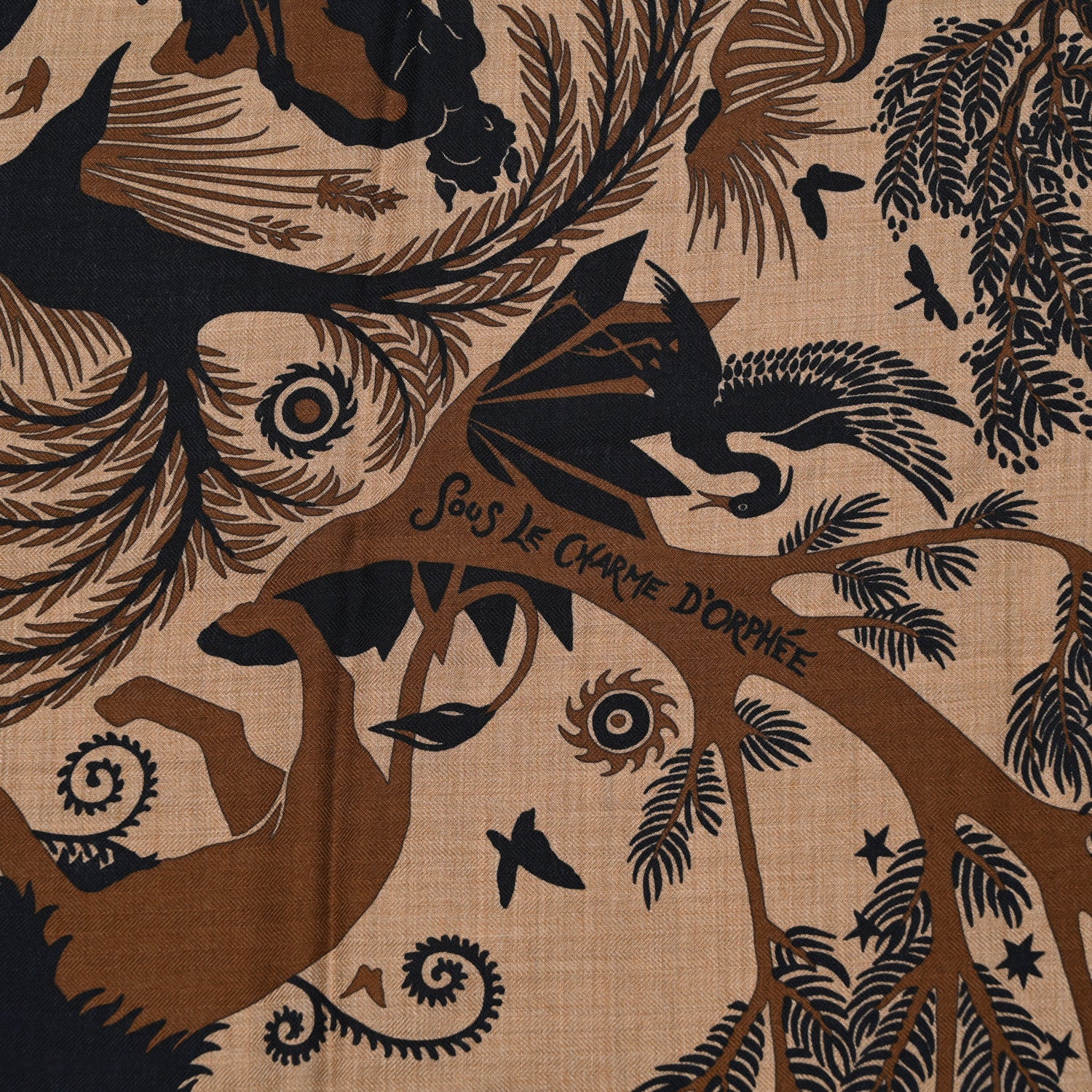 Hermes Silk Sous Le Charme d'Orphee Double Face Scarf 140 Caramel Caban Noisette 5 of 5