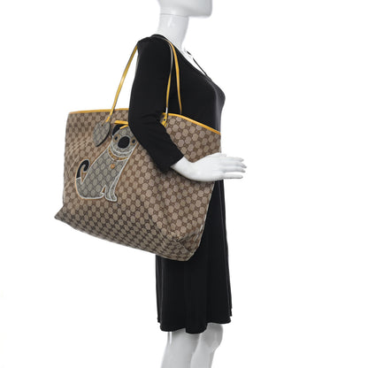 Gucci GG Monogram Patent Oliver Pug Tote Yellow Beige 2 of 12