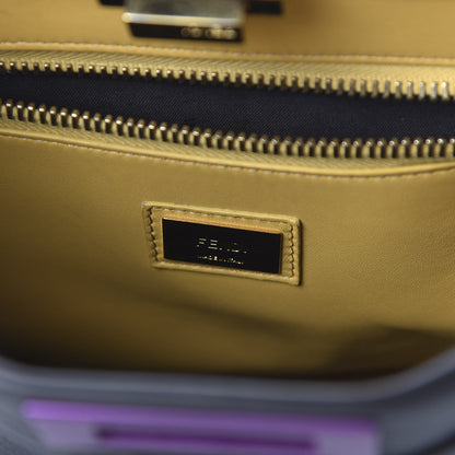 Fendi ENDI Vitello Seta Shiny Nappa Medium Peekaboo Iconic Satchel Dark Brown Purple 8 of 9