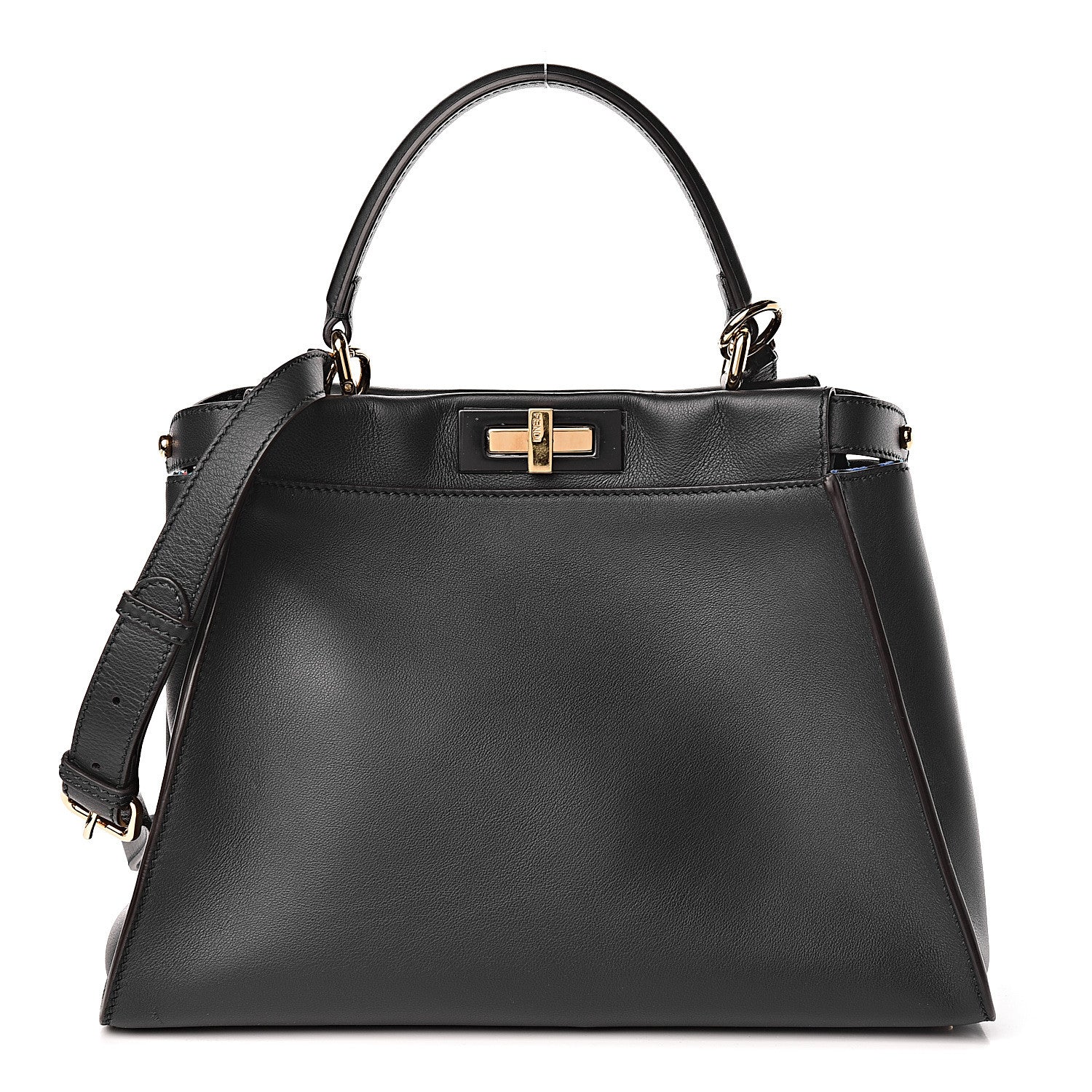 Fendi Calfskin Velvet Fun Fair Medium Peekaboo Iconic Satchel Night Blue Multicolor 1 of 11