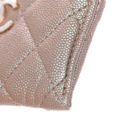Chanel Iridescent Caviar Quilted Card Holder Beige 10 of 13