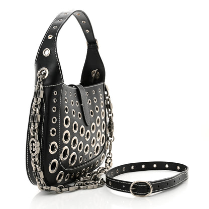 Gucci Calfskin Ha Ha Ha Jackie 1961 Eyelet Hobo Black 3 of 13