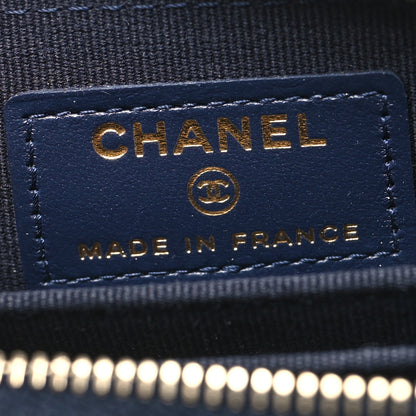 Chanel Caviar Enamel Coco Casino Quilted Zip Coin Purse Navy Blue 6 of 12