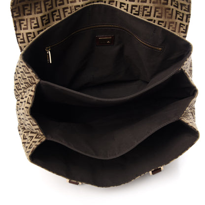 Fendi Zucchino Vitello Shoulder Bag Mogano Panna Bruciato 4 of 9