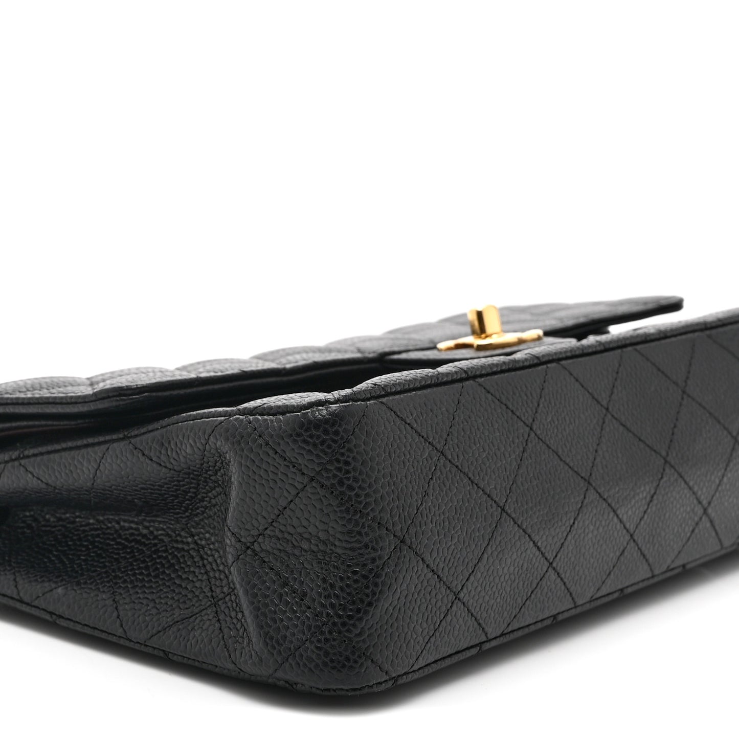 Caviar Quilted Medium Double Flap Black