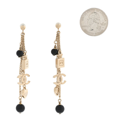 Chanel CC Pearl N°5 Perfume Bottle Charm Drop Earrings Gold Black 2 of 5