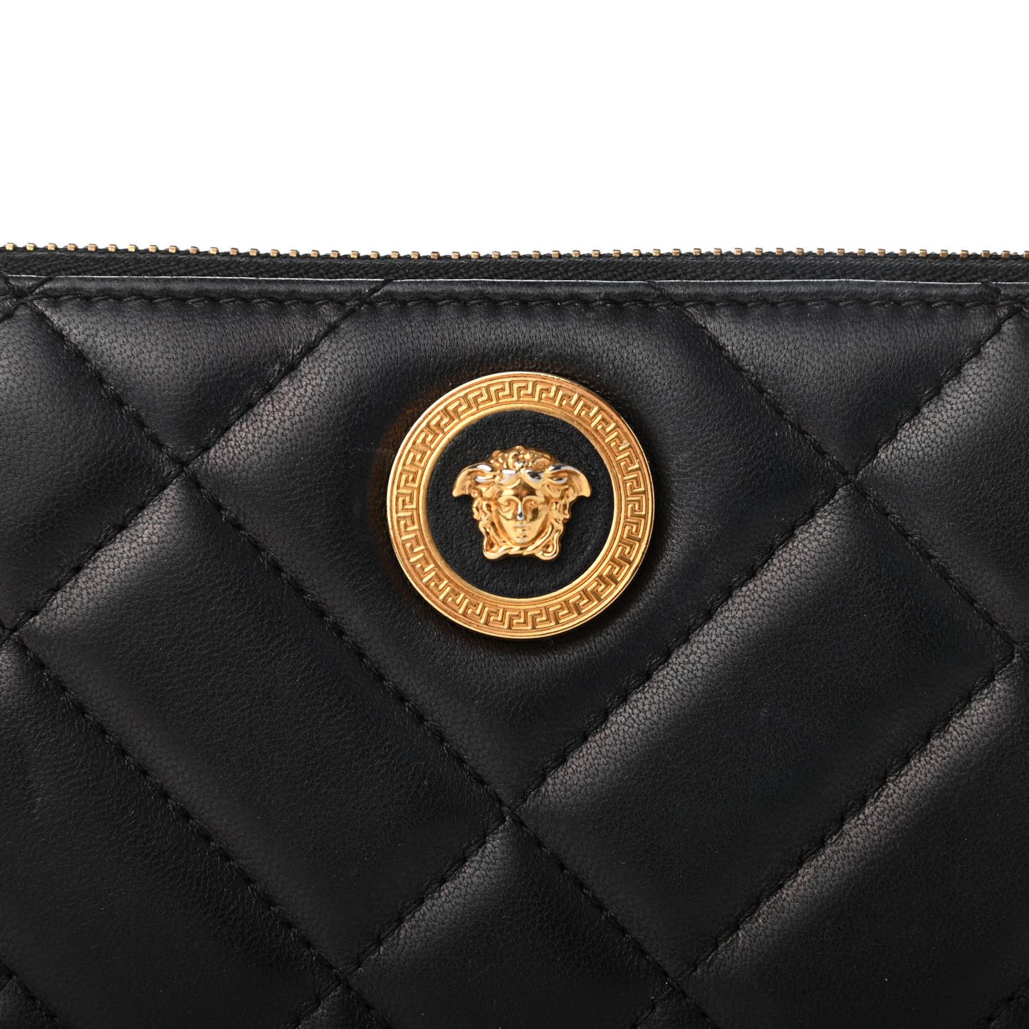Nappa Quilted Icon Zip Around Wallet Black