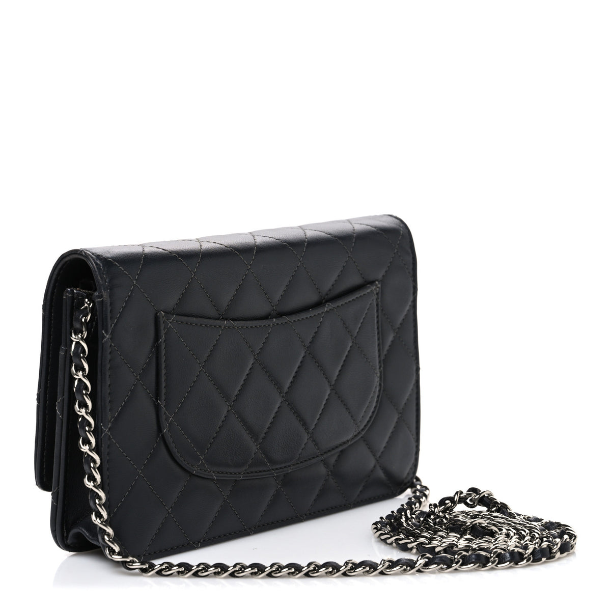Lambskin Quilted Wallet On Chain WOC Black