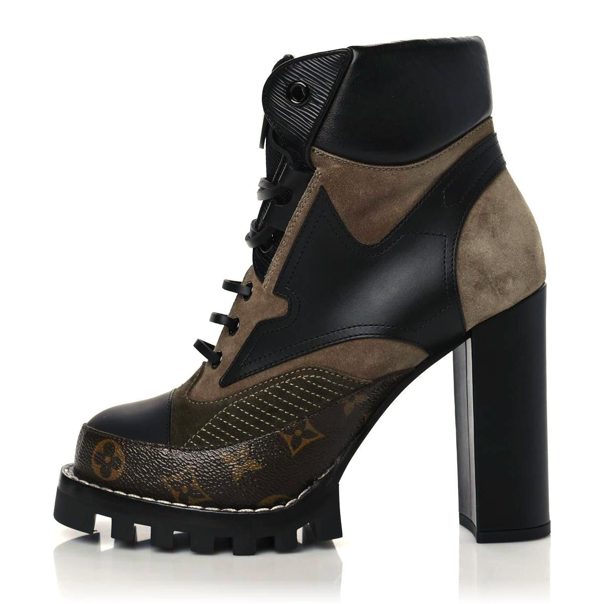 Louis Vuitton Suede Calfskin Monogram Star Trail Ankle Boots 40 Khaki 1 of 8